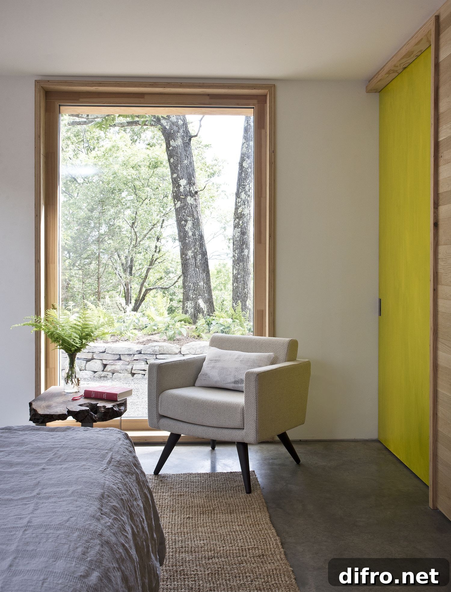 Glass wall sections and windows bringing natural light into the house