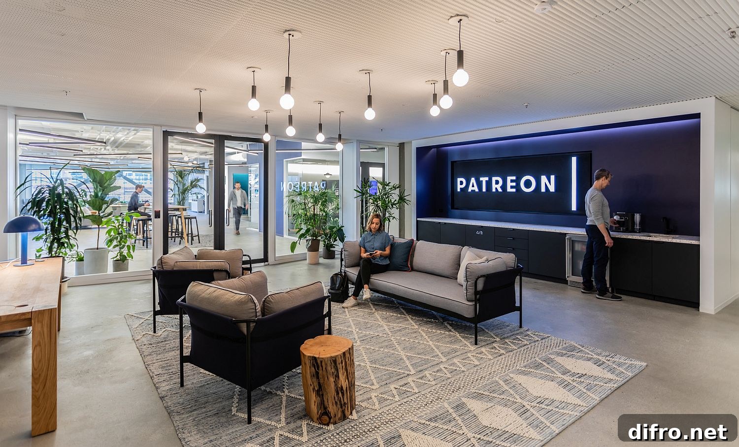 Entrance to the Patreon office with minimalist design