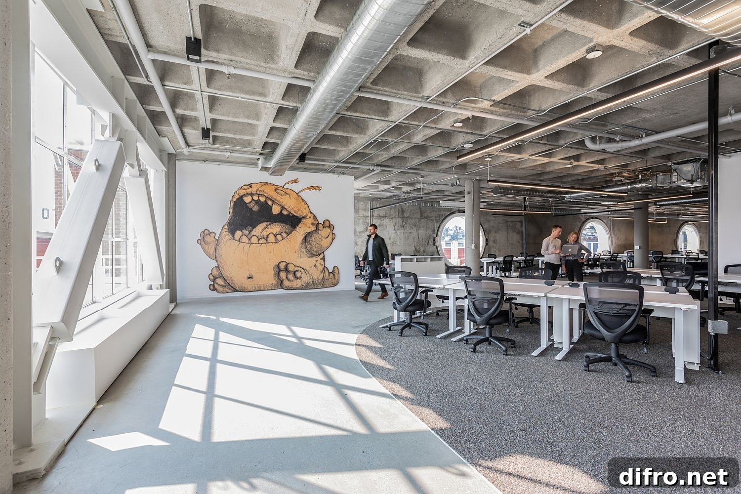 Modern industrial office space with mixed materials