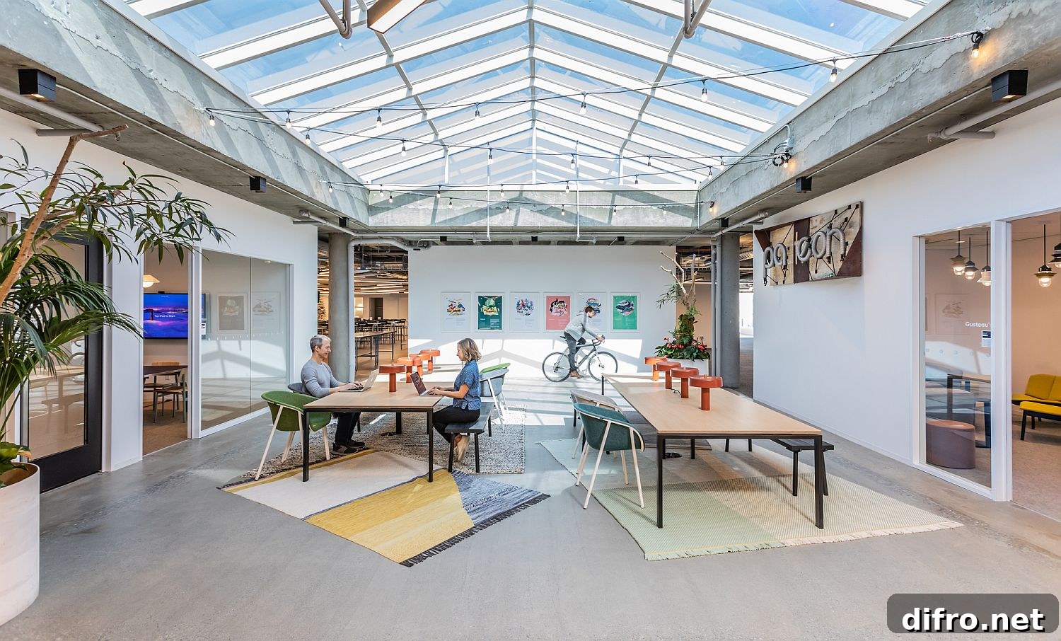 Vaulted glass roof allows daylight and ventilation
