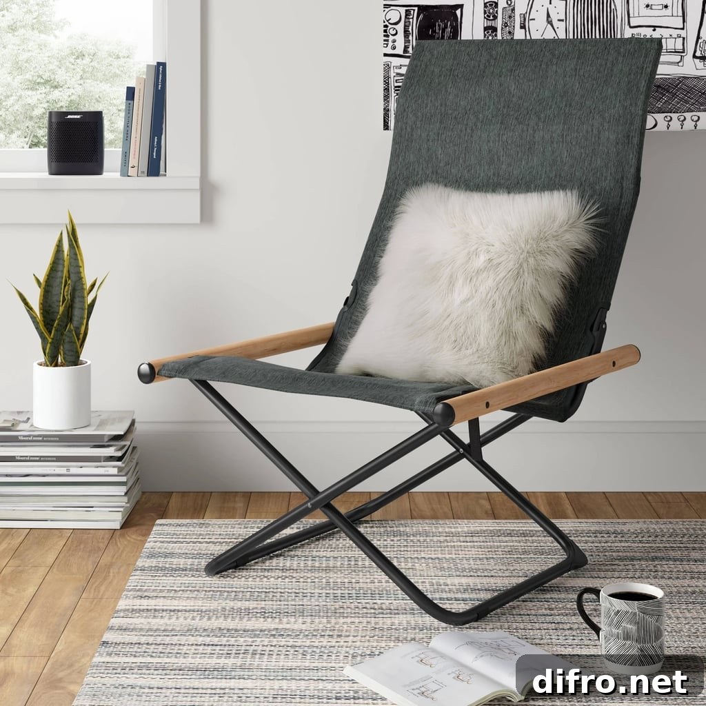 Grey sling chair