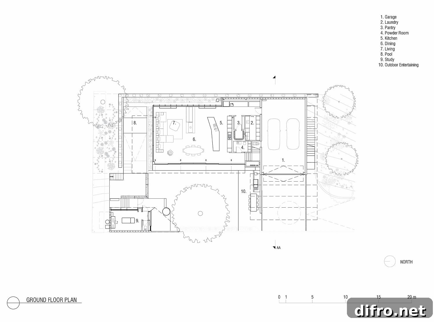Ground floor plan of Studley Park House