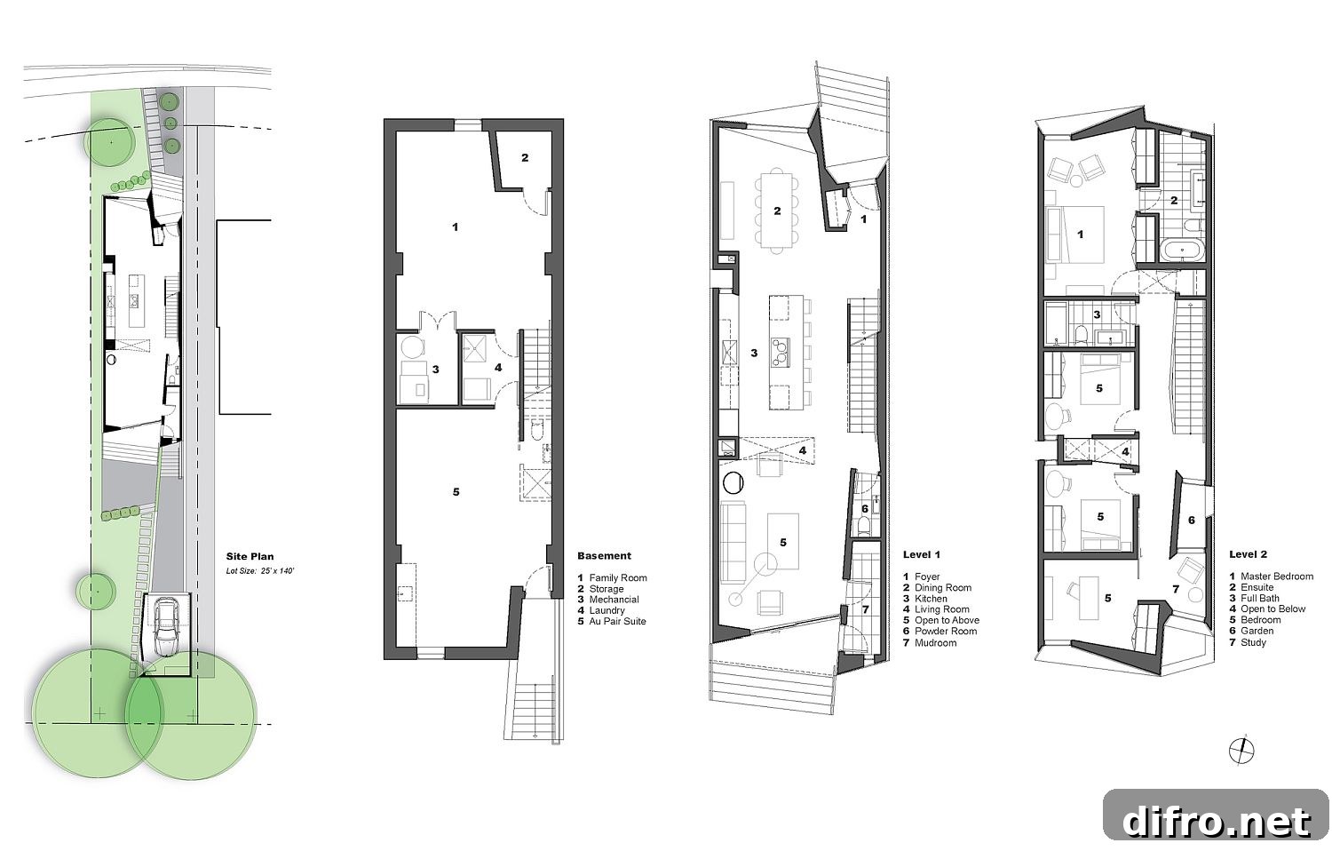 Floor plan of the multi-level family house
