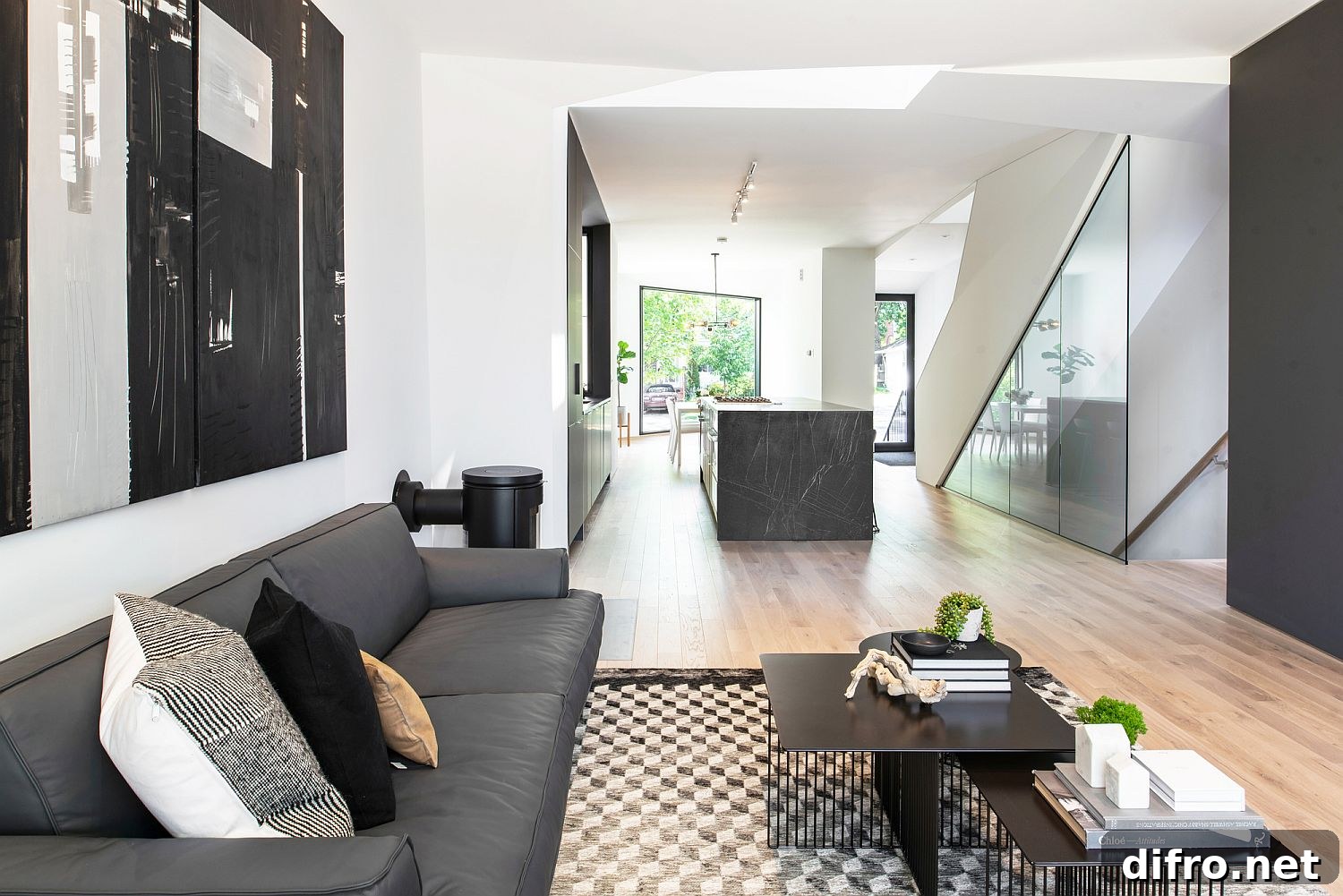 Open plan living area leading to the rear yard