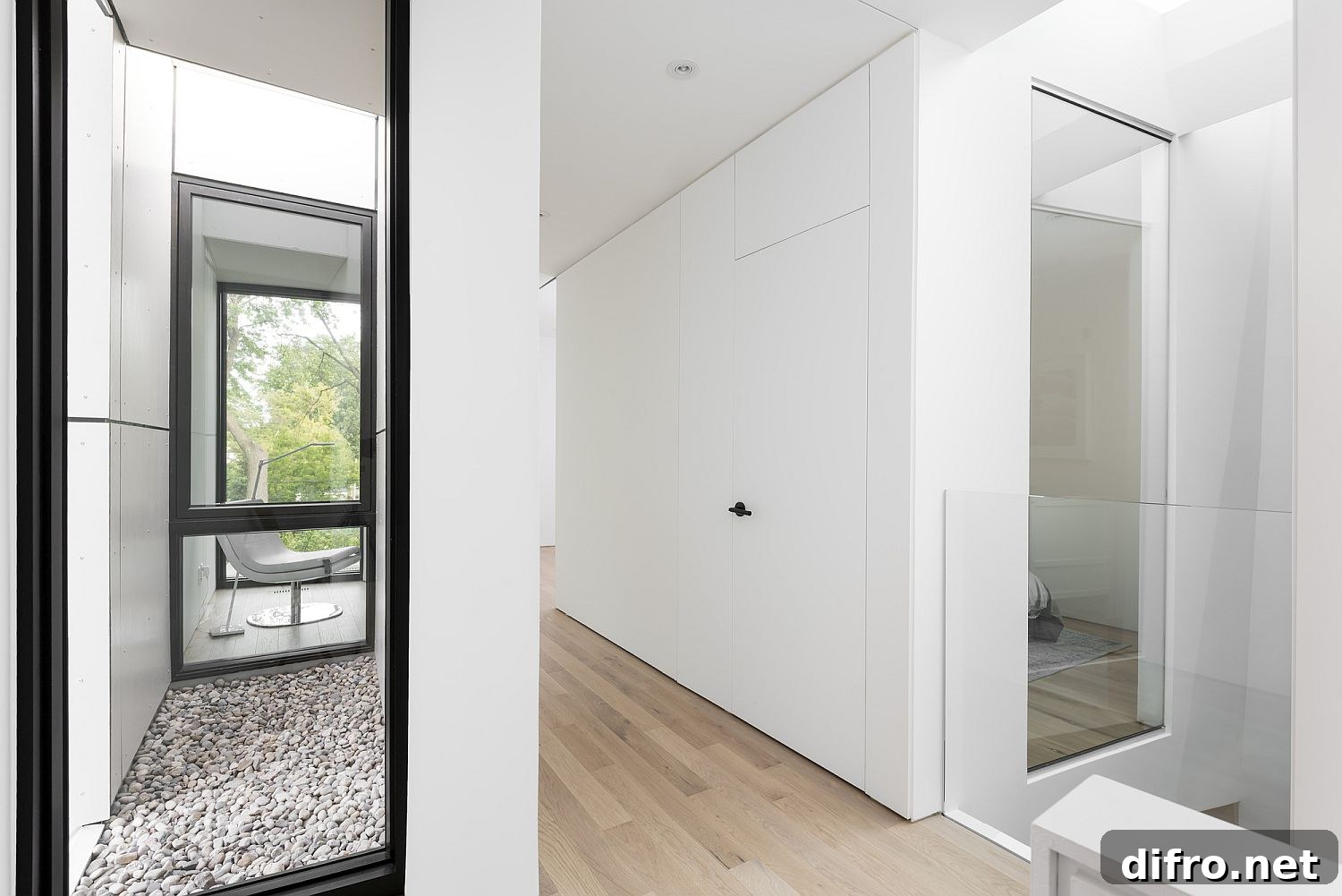 White and wood interior of the Toronto home