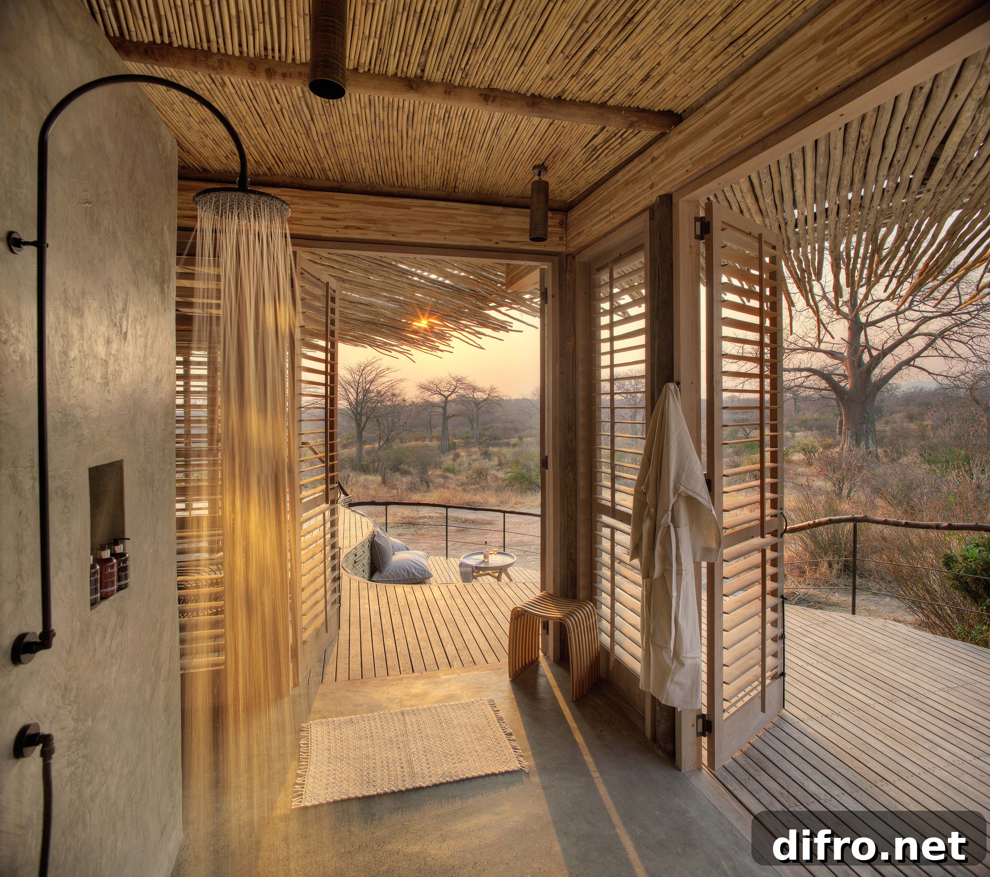 Open shower at Jabali Ridge Lodge