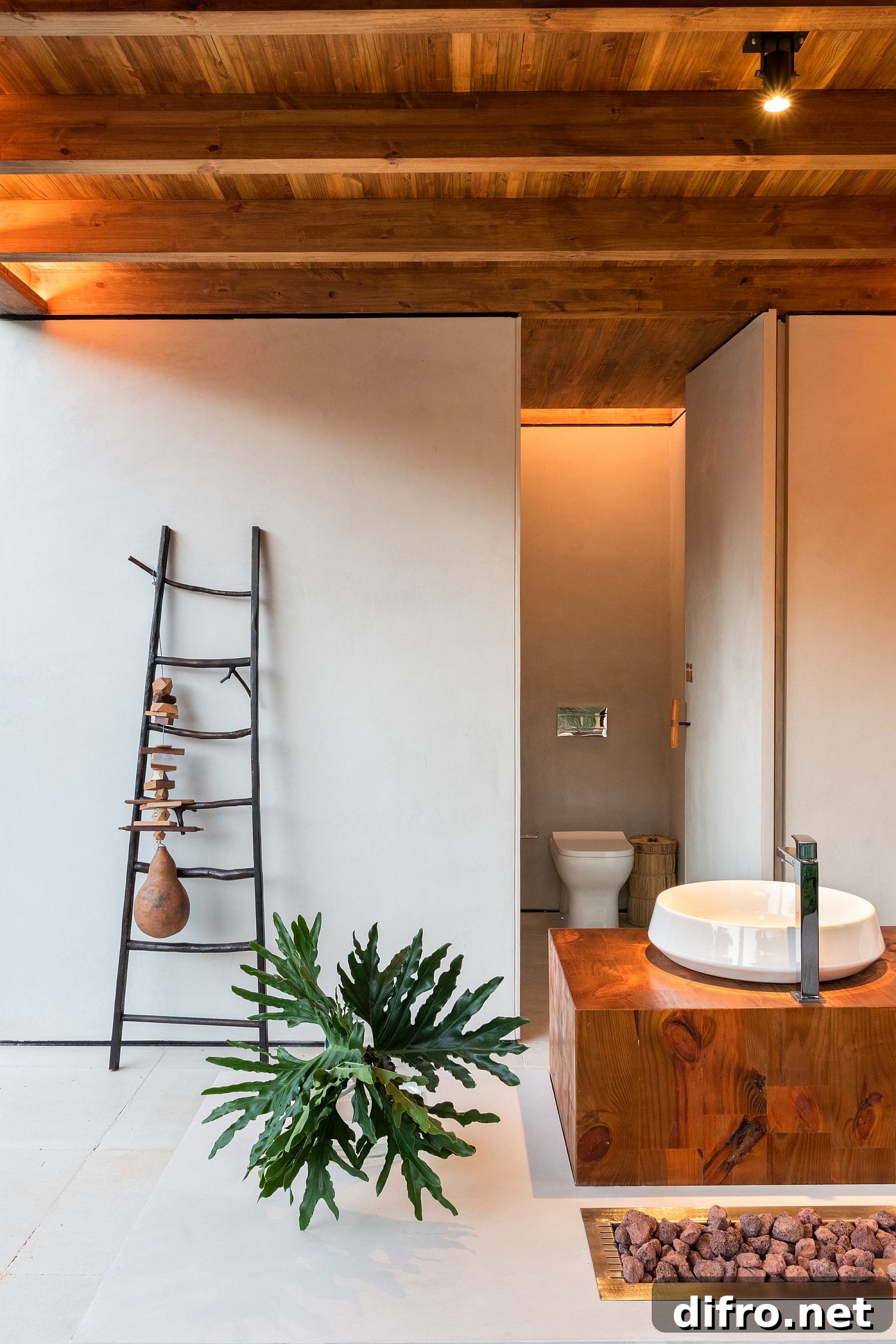 Central washbasin of the terrace with smart design around it