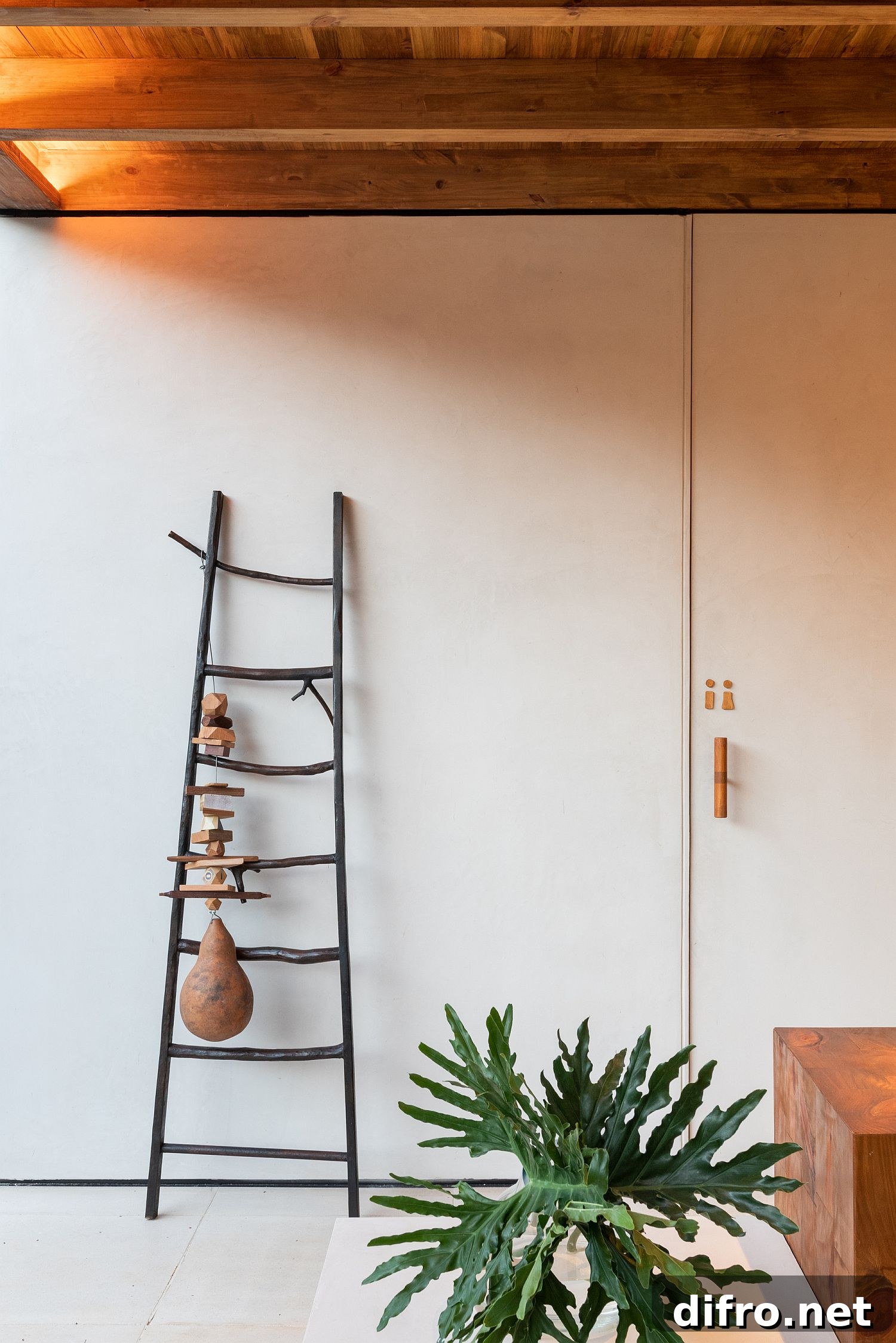 Using the restored ladder as a decorative piece with native touches