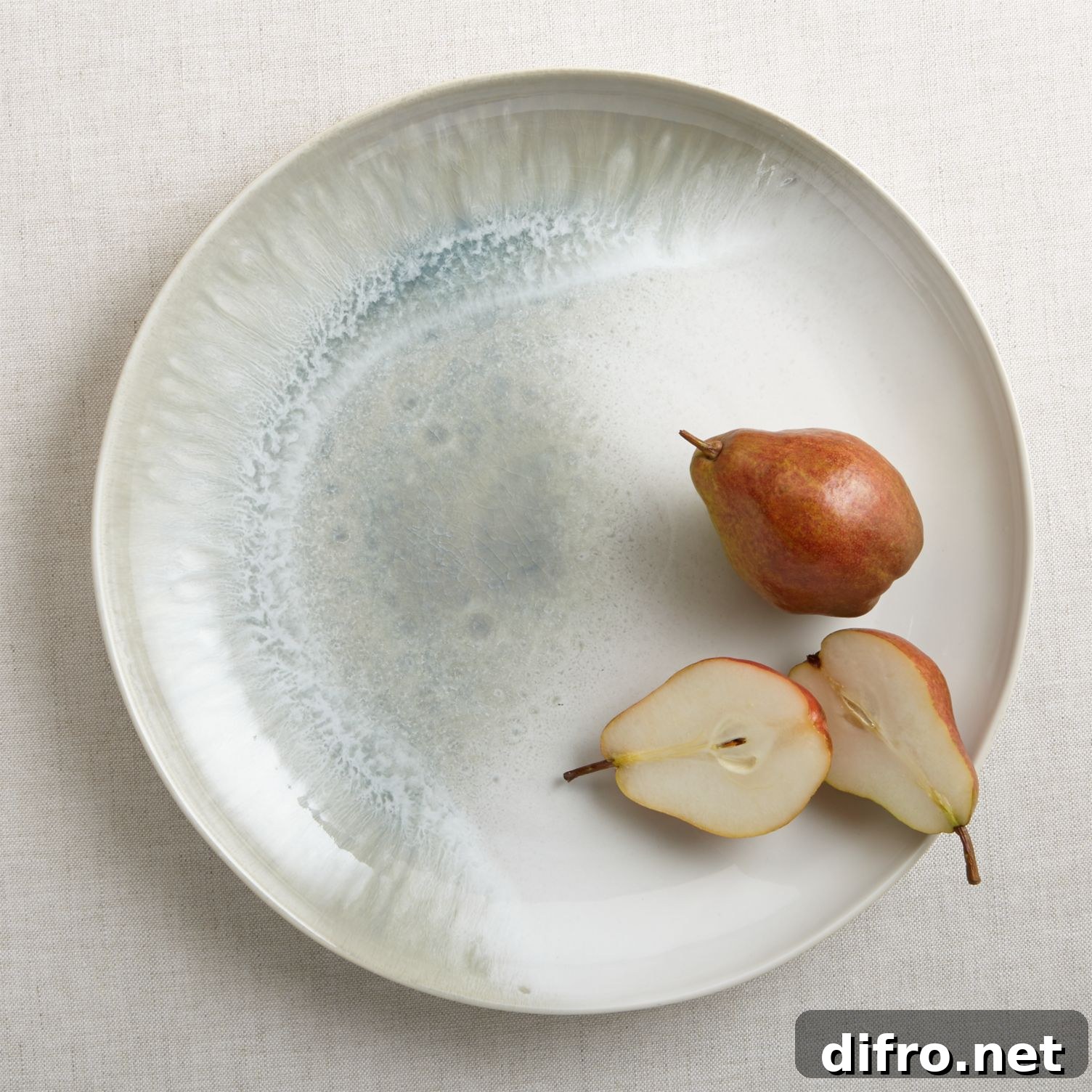 Stoneware platter with blue-gray glaze resembling seashell colors