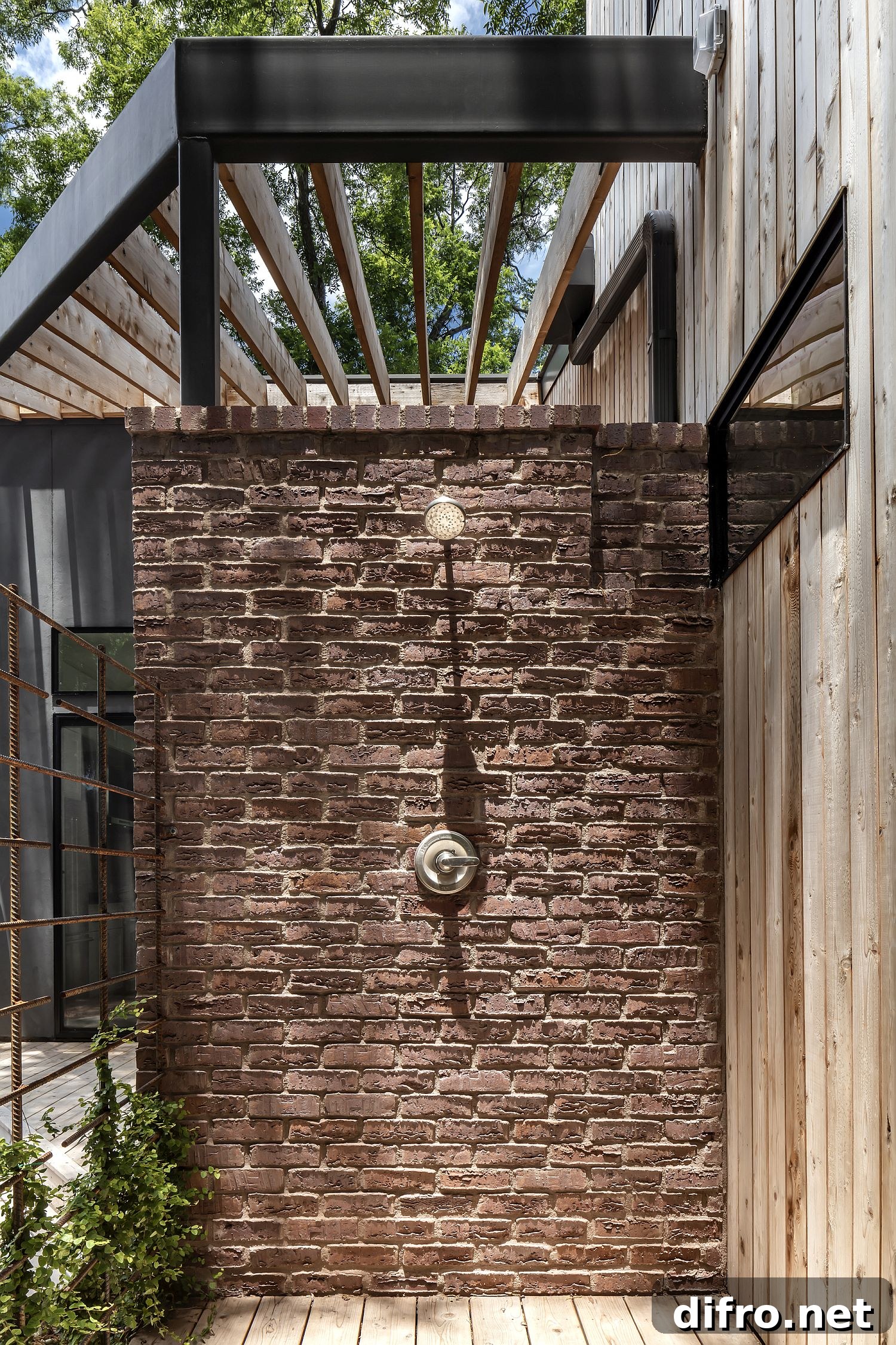 Brick wall sections give the house a timeless appeal
