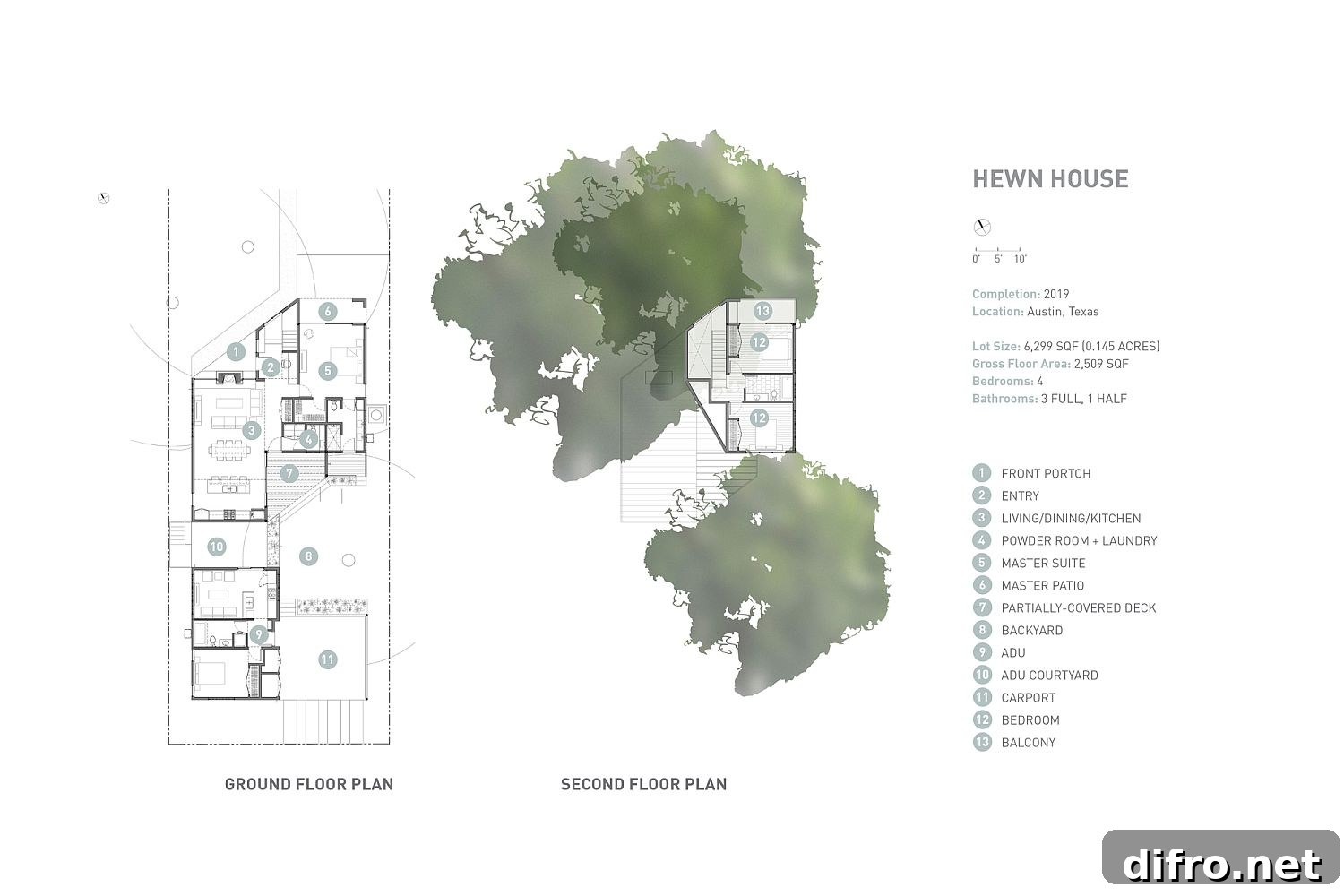 Floor plan of the Hewn House in Austin
