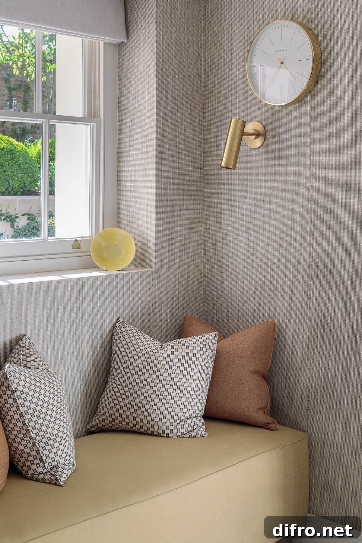 Cozy window seat with lighting