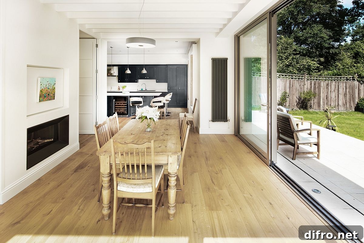 Dining room and kitchen of the Gatti House in UK