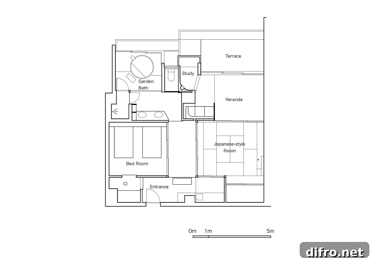 Design plan of the Beniya Mukayu Byakuroku in Japan