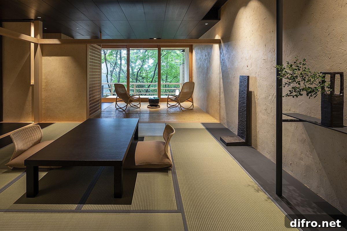 Living area of the Beniya Mukayu Byakuroku in Japan