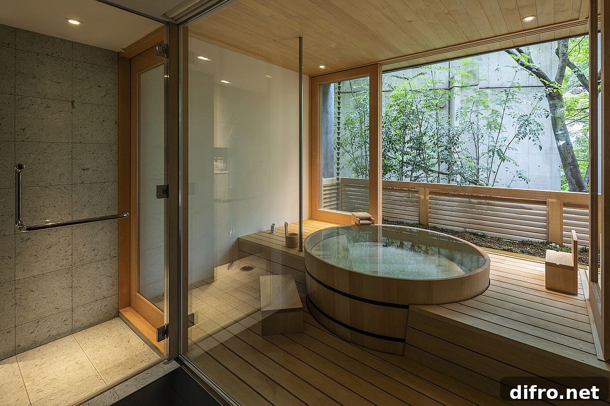 Spa space and bathroom of the minimal Japanese home