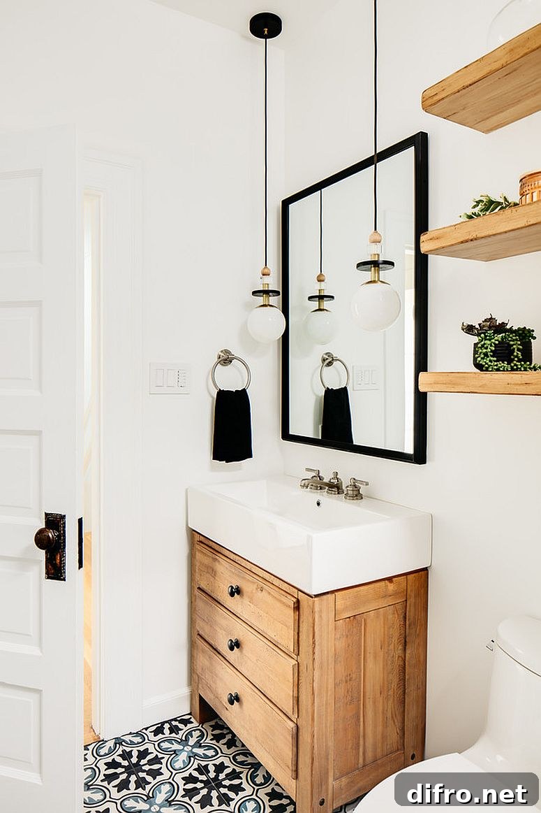 Corner space used in small powder room