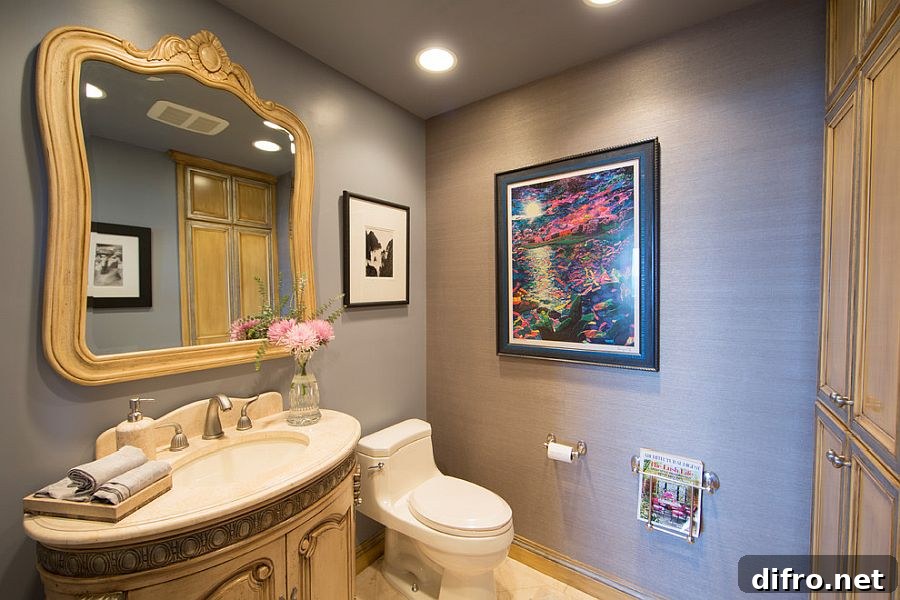 Gray shabby chic powder room