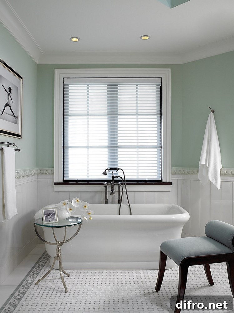 Pastel green and white bathroom combination