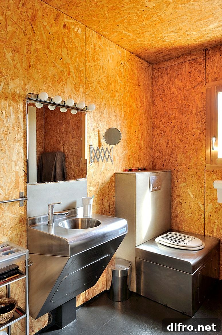 Textured bathroom walls in orange