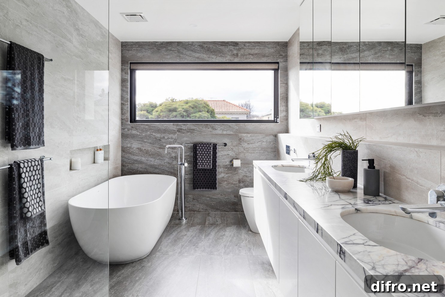 White and stone bathroom