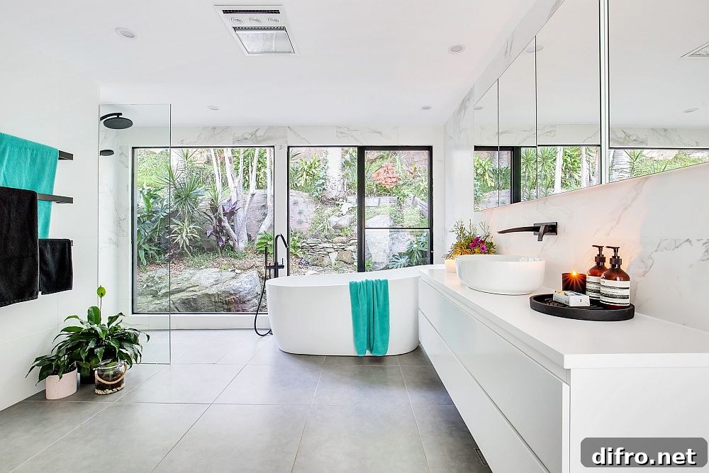 All-white spa-style bathroom