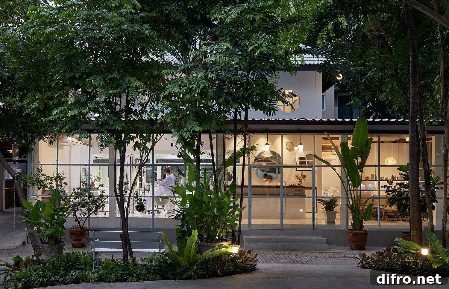Greenery around the house adds to the appeal of the salon