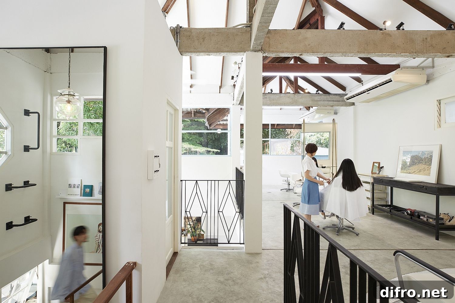 Upper level area of the salon remodeled in style