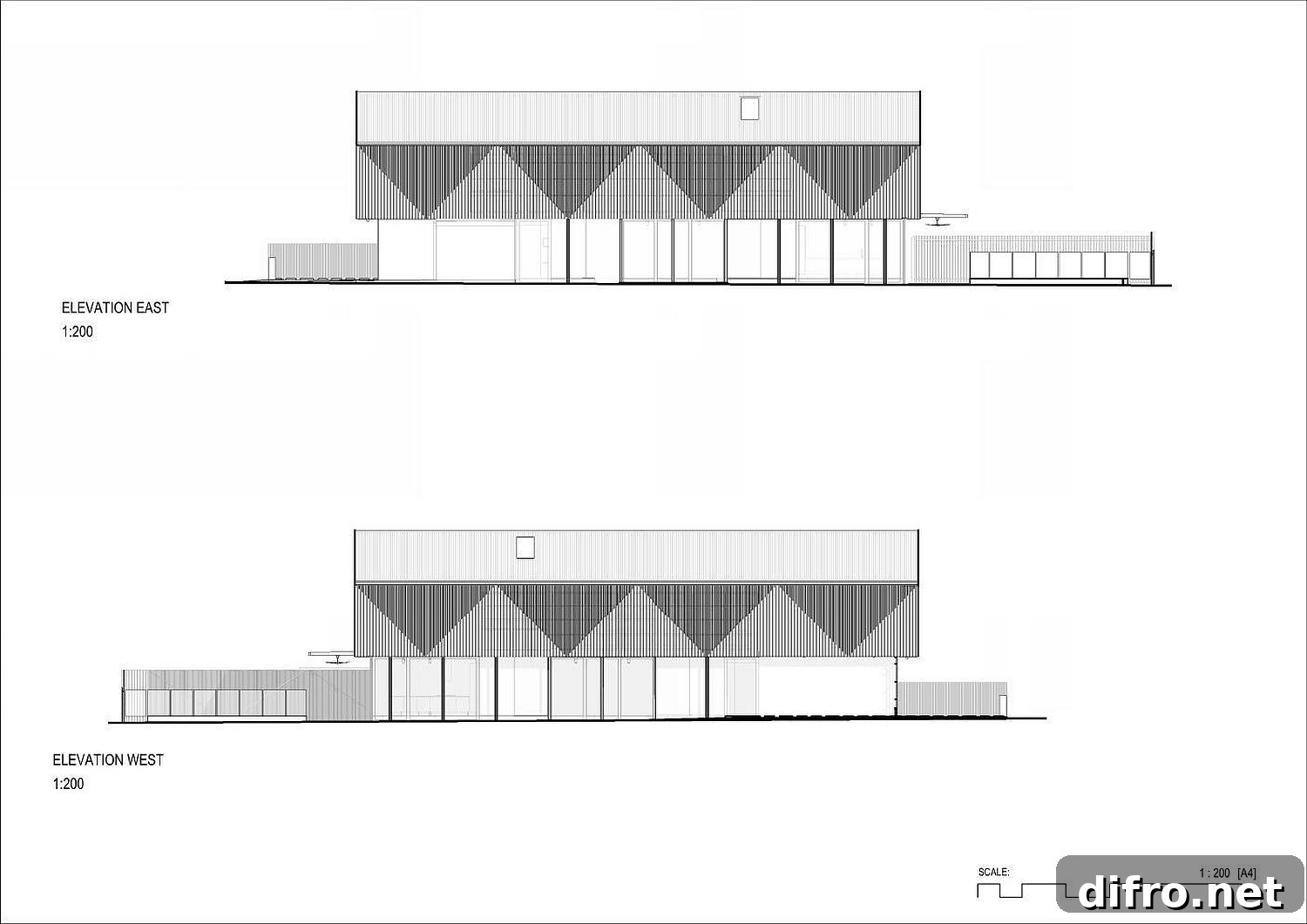 Elevation drawing of the Minka Twins House