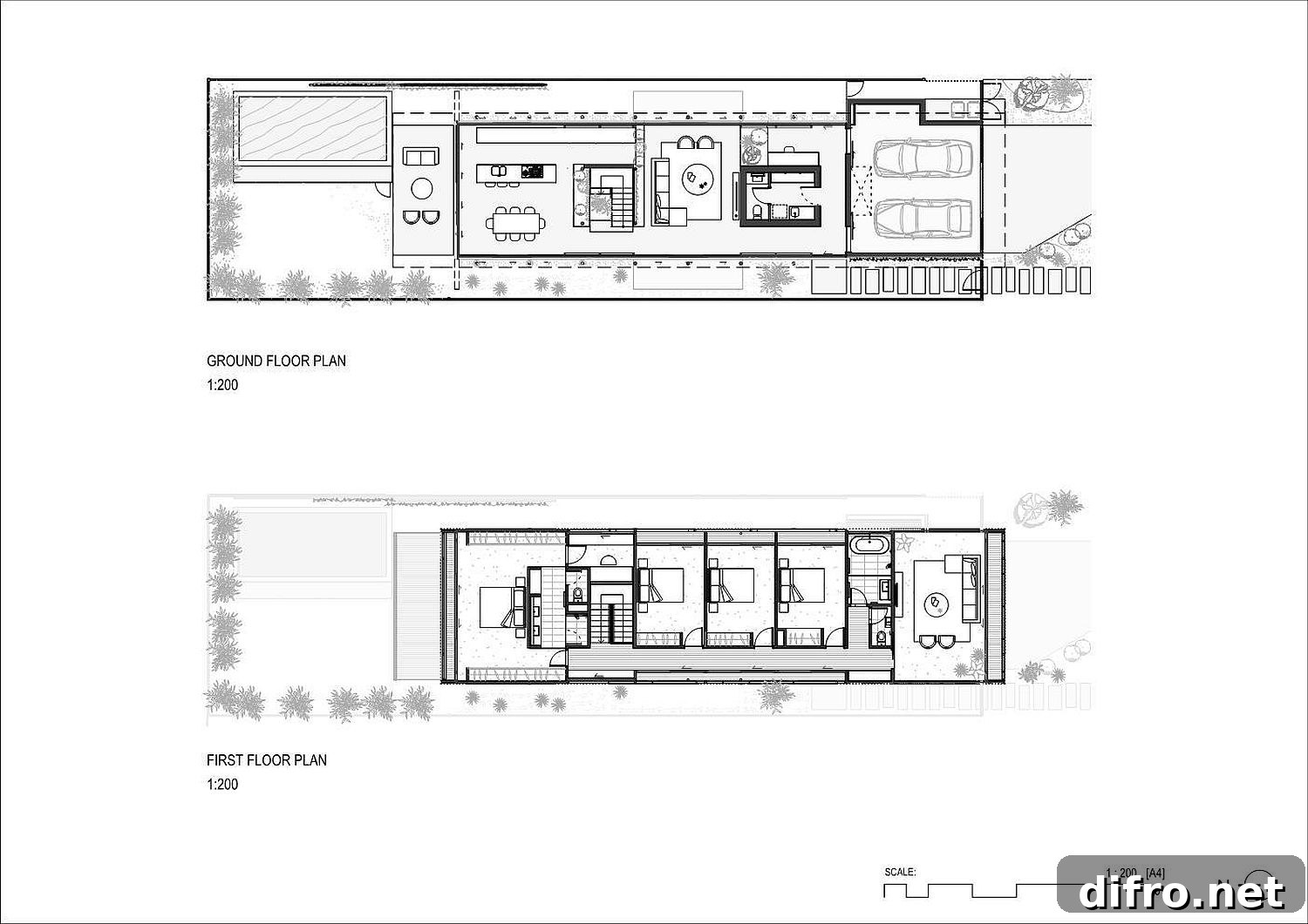 Floor plan showing public and private zones