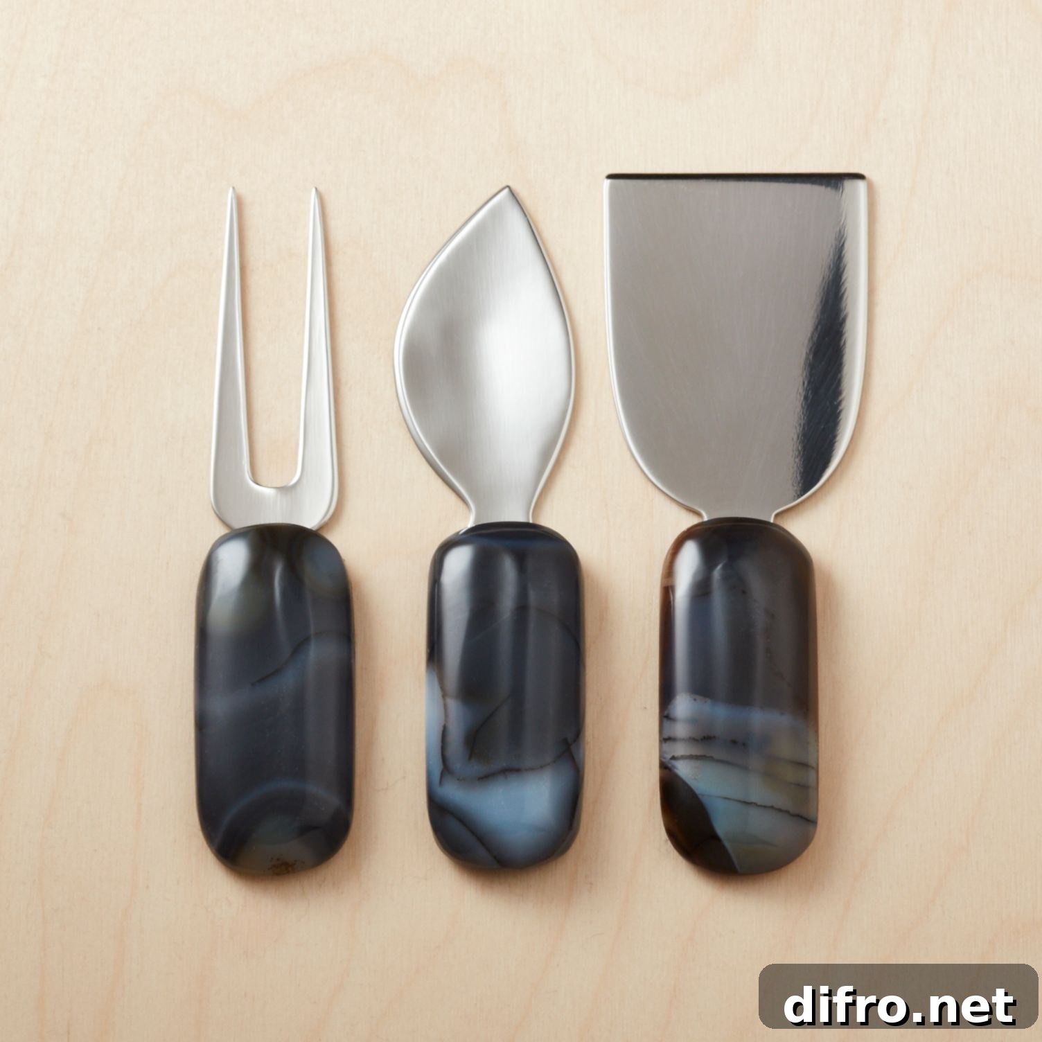 Black agate cheese knives