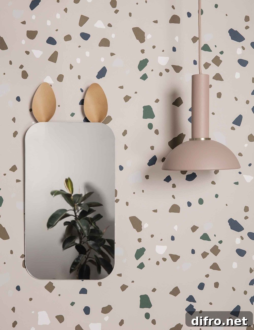 Connie terrazzo wallpaper in neutral tones
