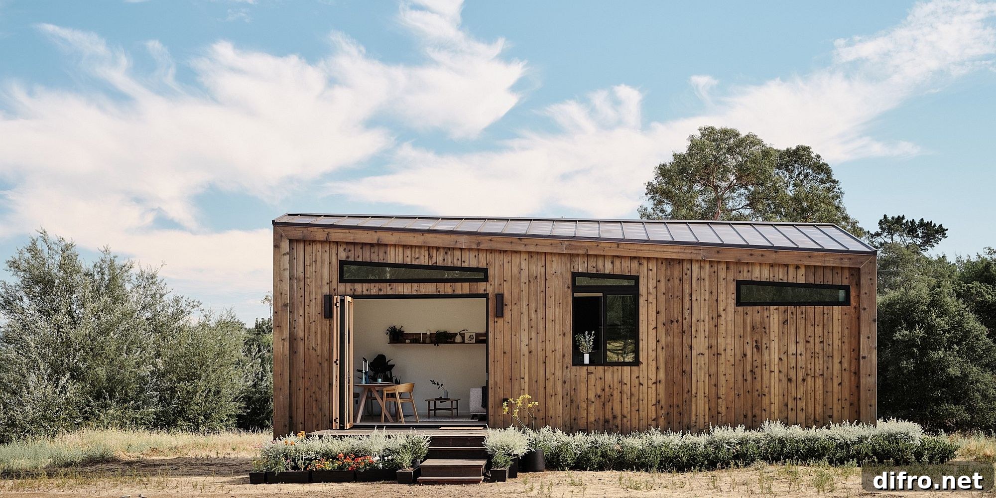Backyard tiny house in wood