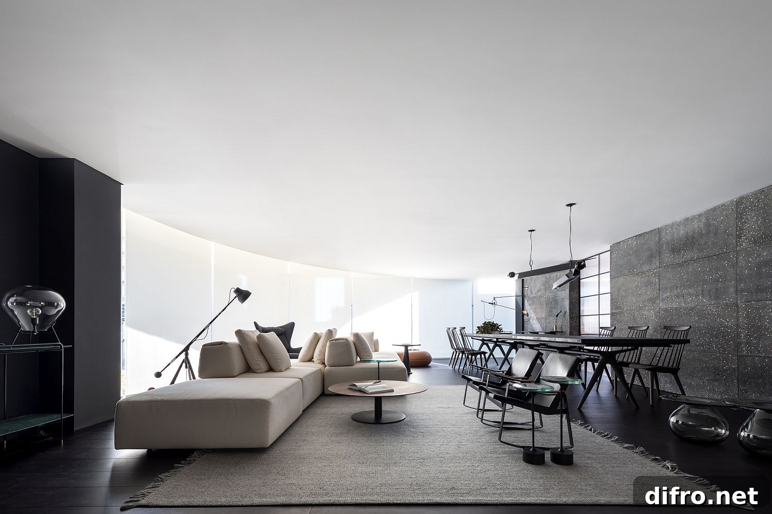 Living room of Simmetria Space designed by Belotto Scopel Tanaka Arquitetura