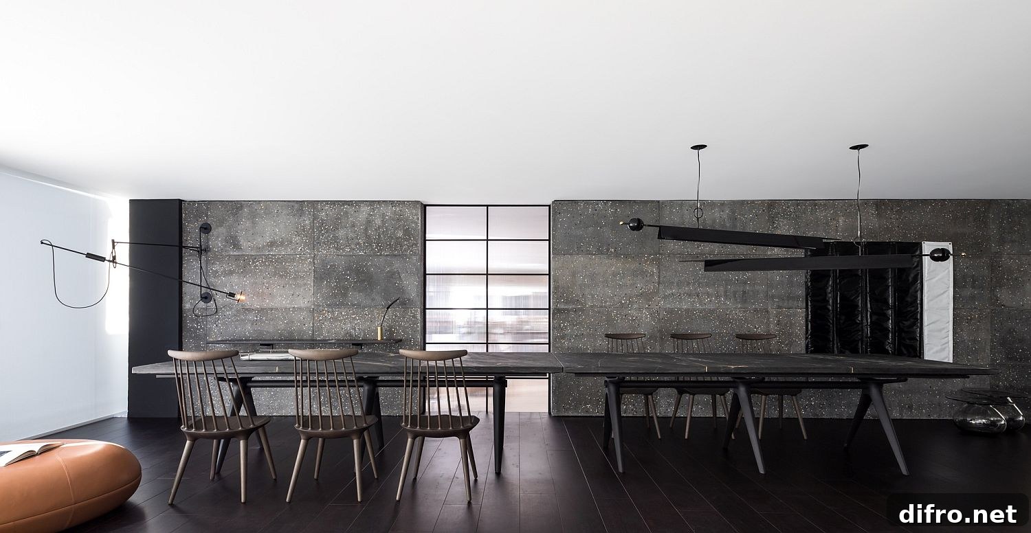Minimal and exquisite dining space in black and white