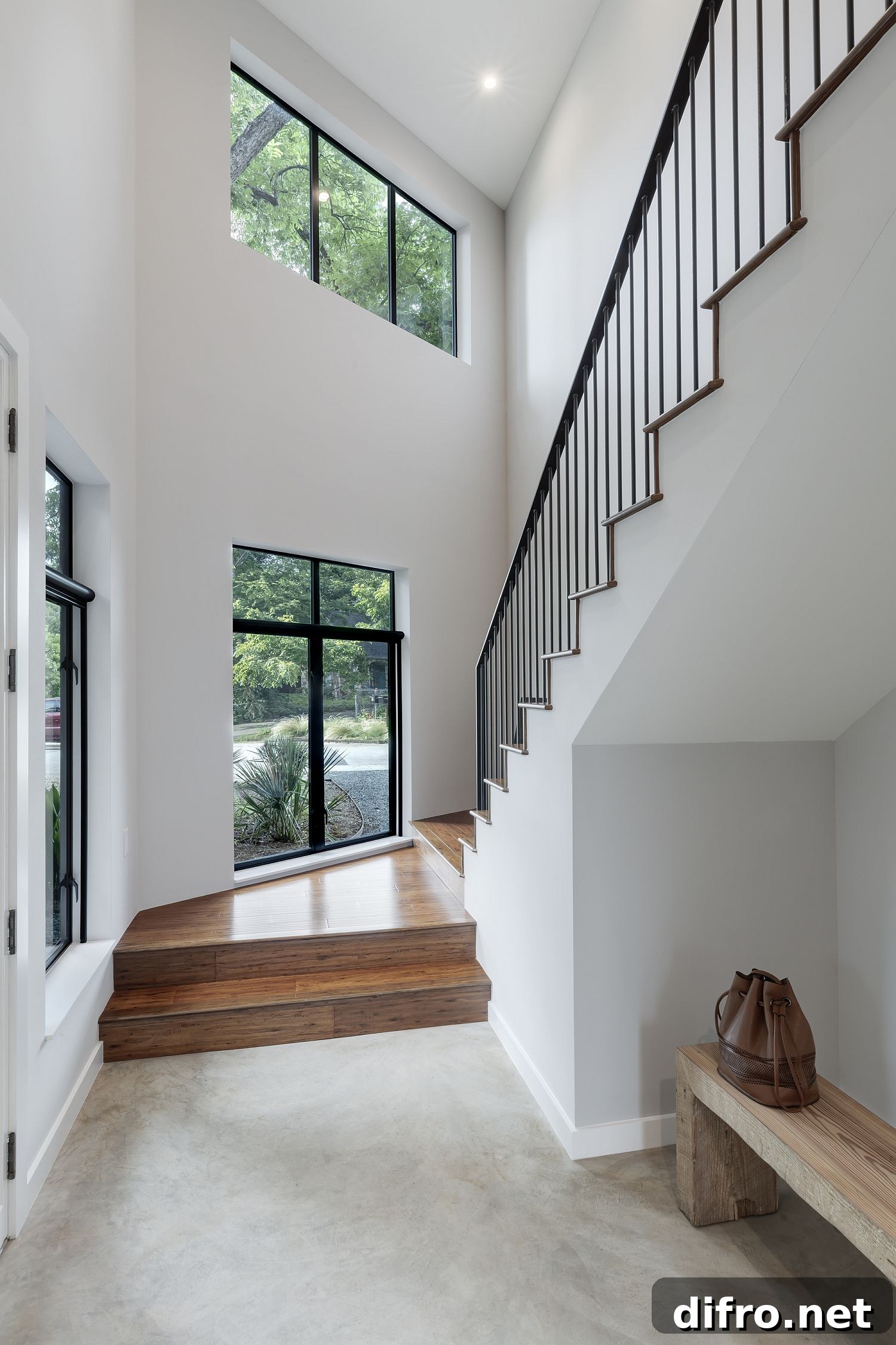 Entry room of the Hewn House in white