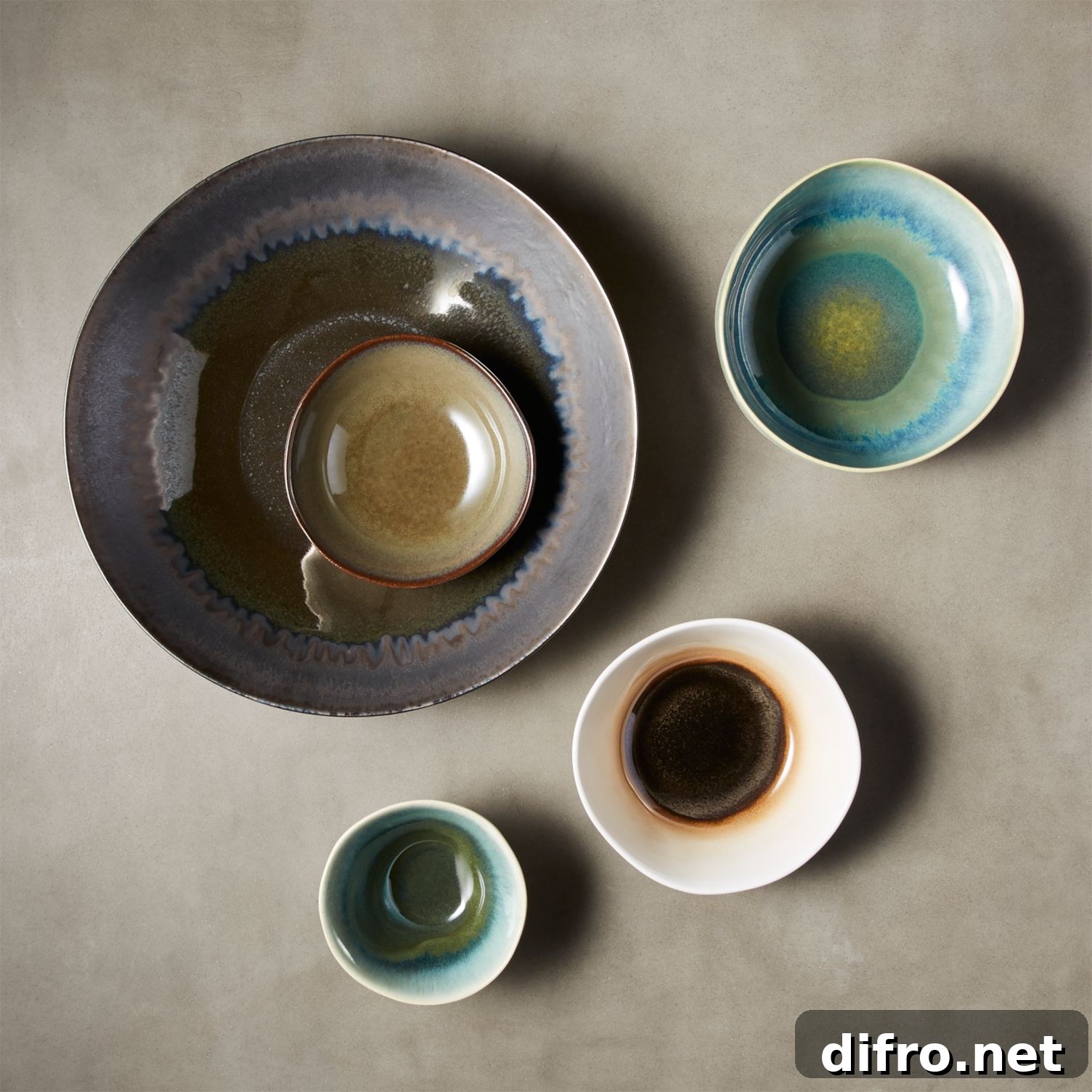 Glazed serving bowls in various sizes