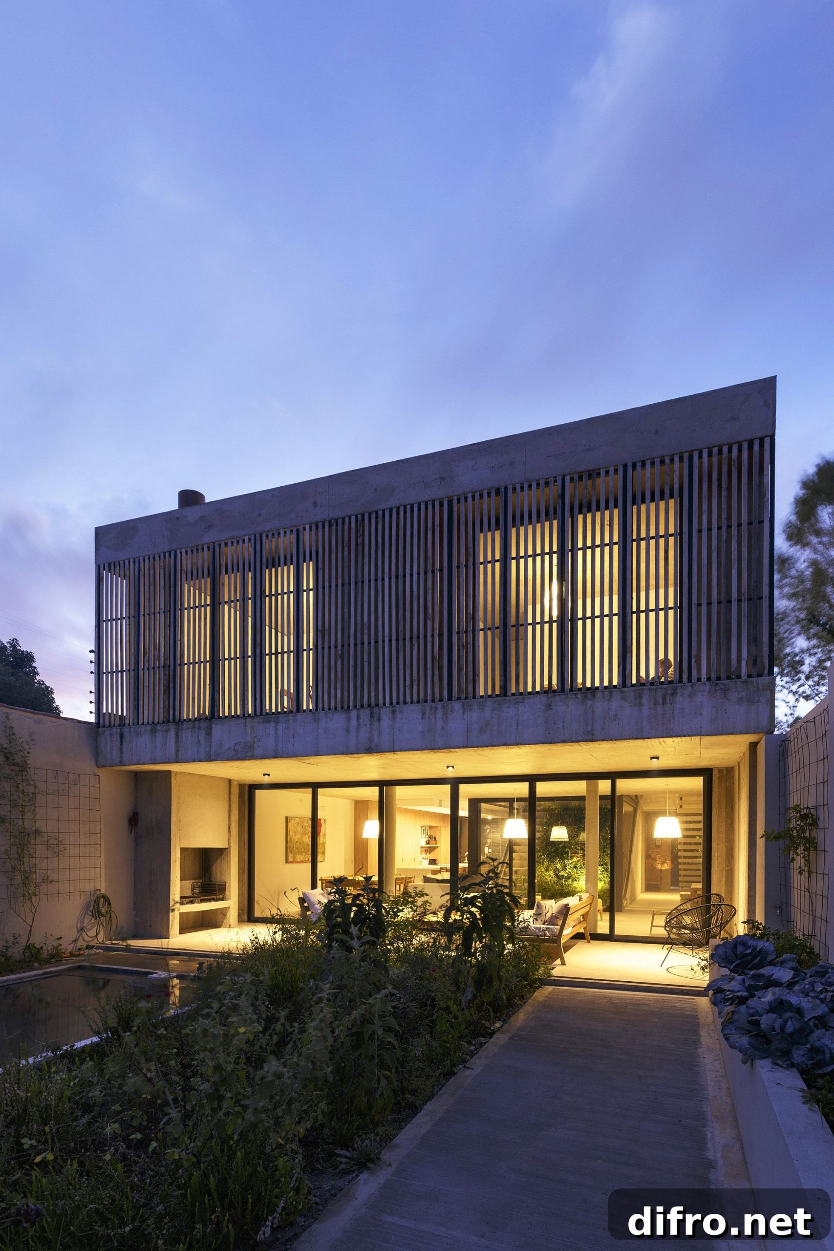 Modern rear facade opens up into the garden