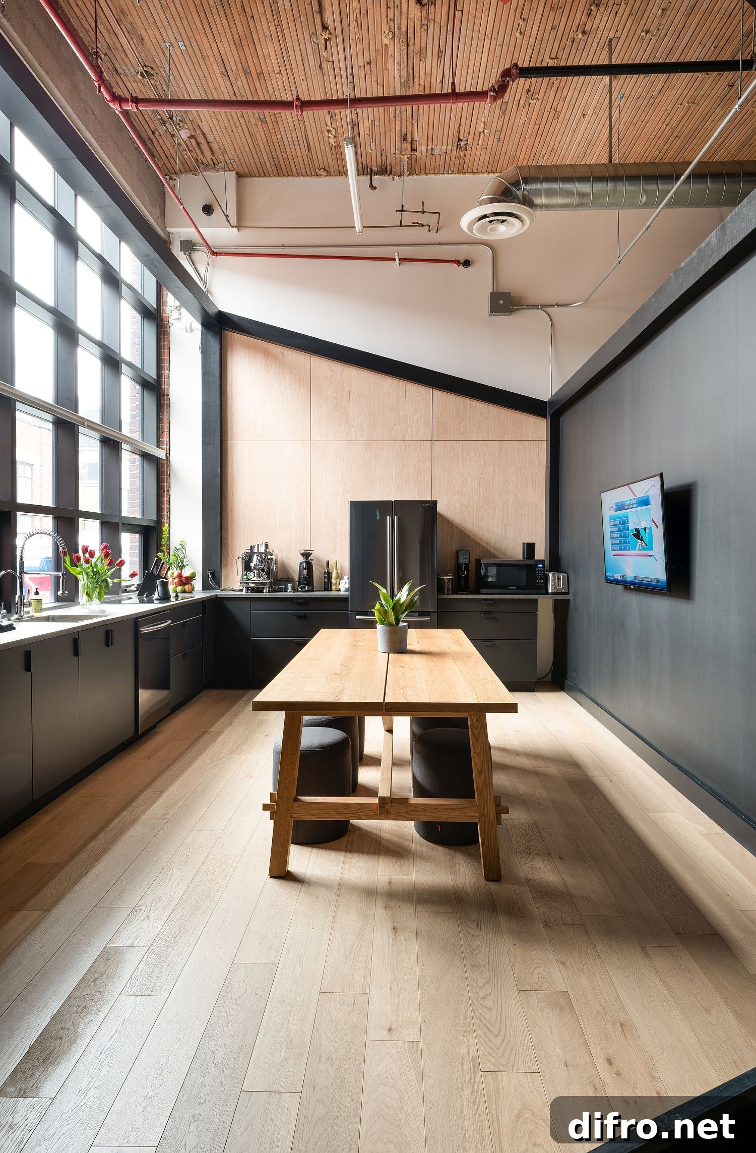 Spacious dark-styled kitchen