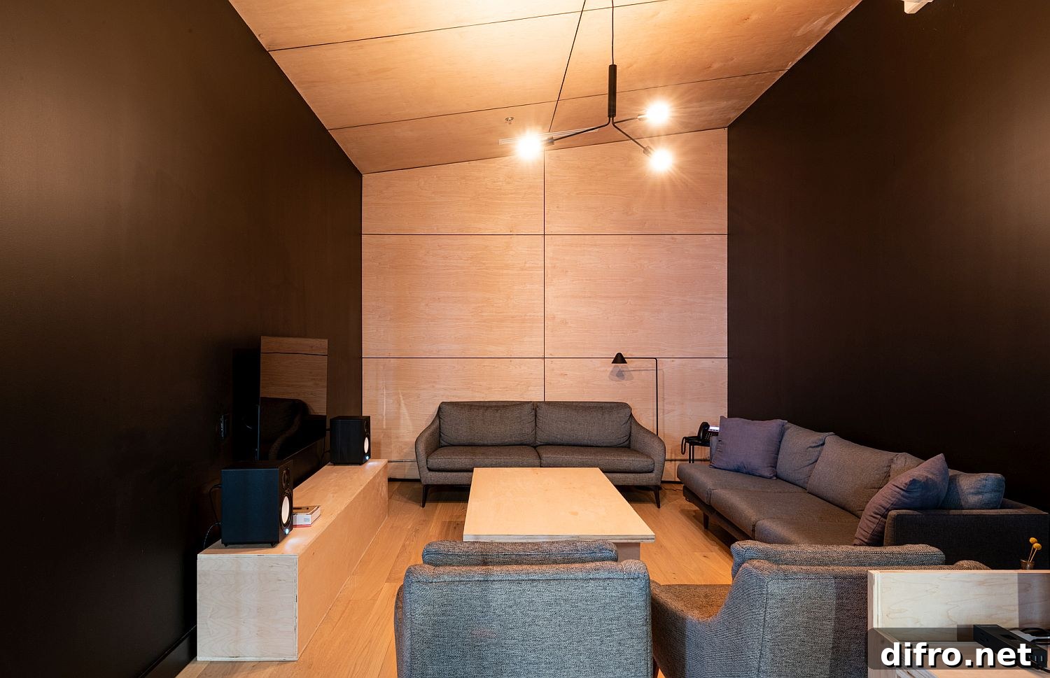 Wood and black interior statement