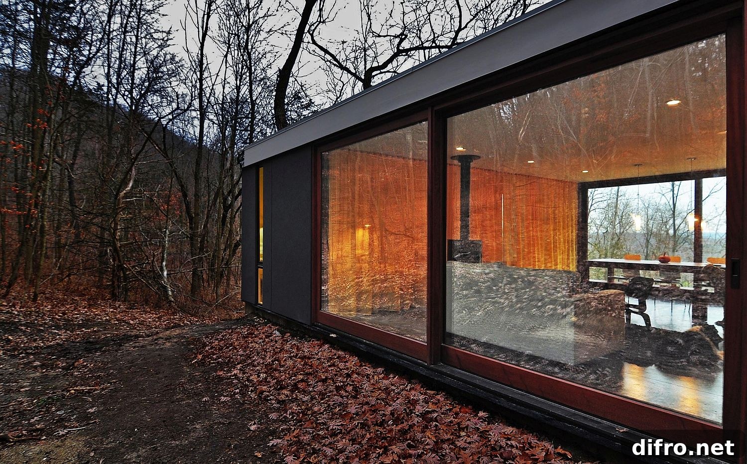 Sliding glass doors connecting interior and exterior