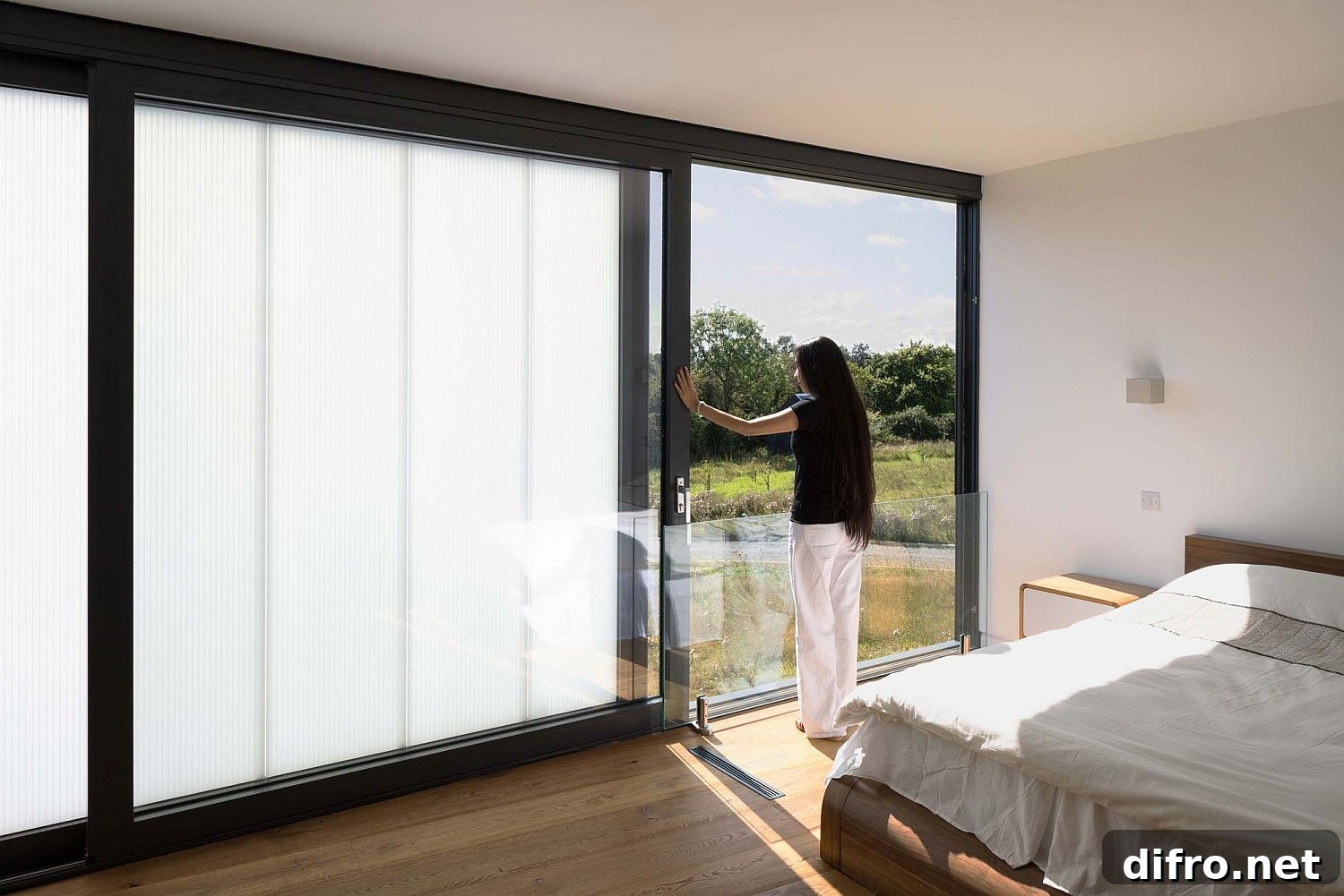 Bedroom combines privacy with fabulous meadow views