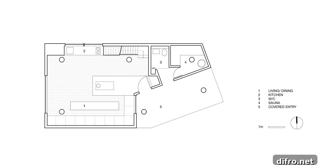 Ground level floor plan of the Alpine Cabin