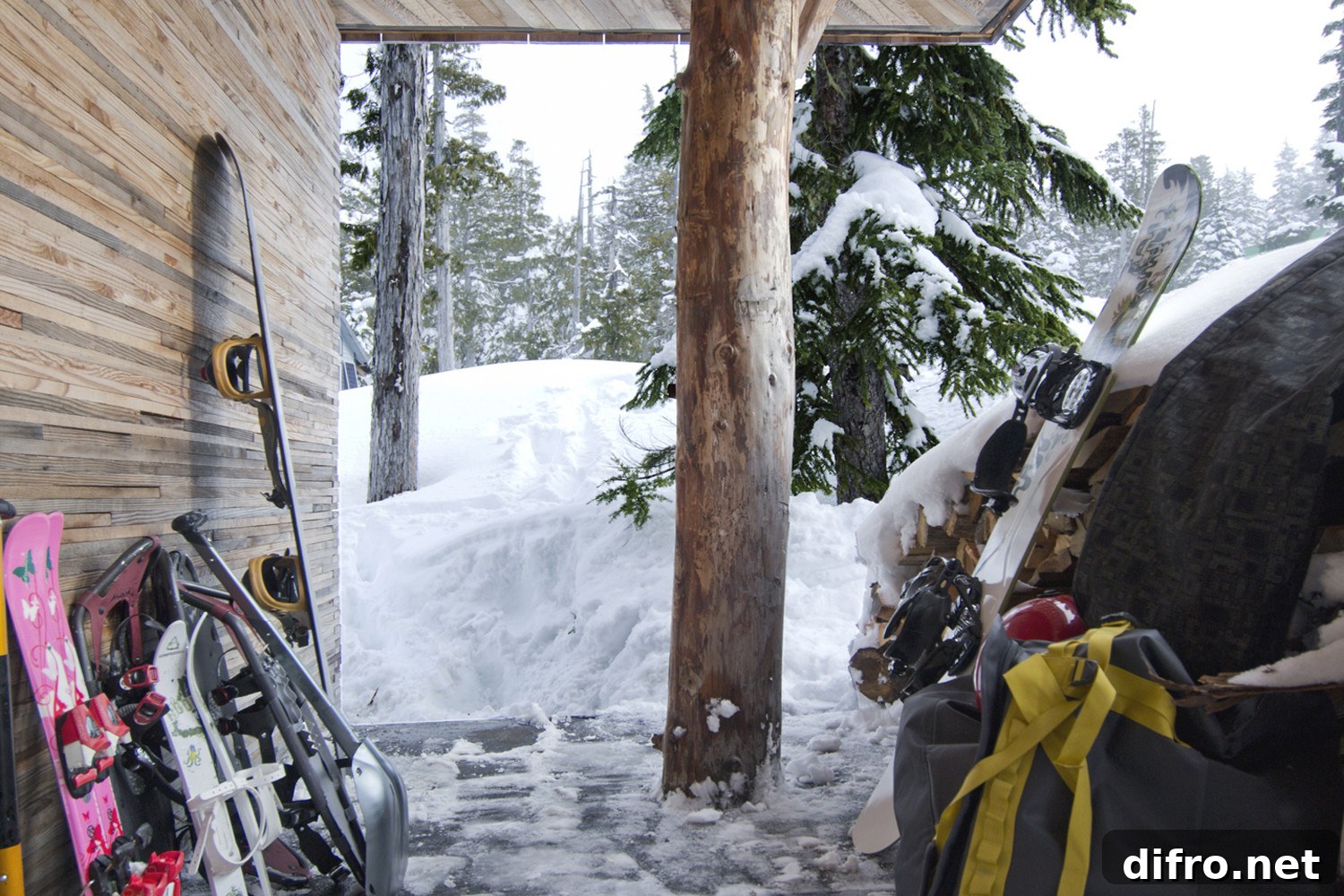 Landscape shaped by deep, ski-friendly snow around the cabin