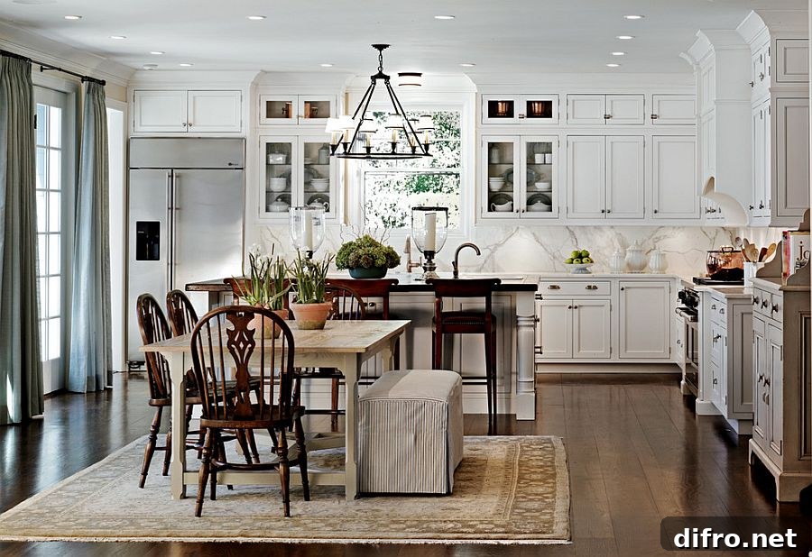 Kitchen and dining with modern farmhouse theme