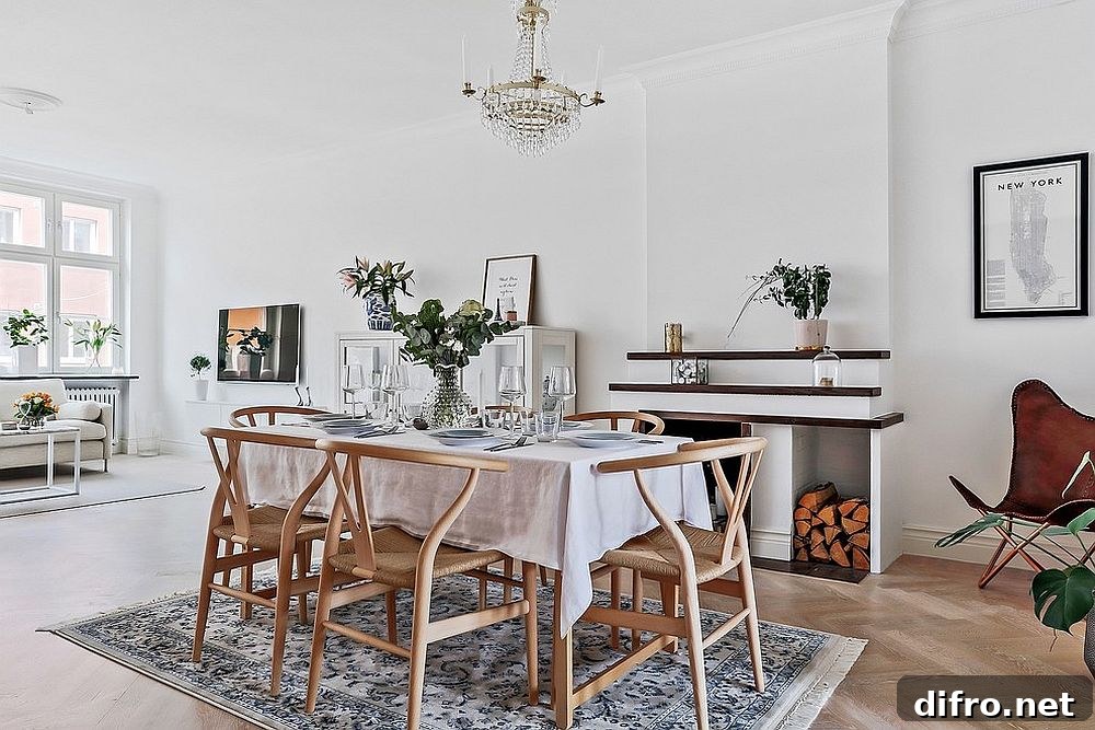 Simple wood and white dining room