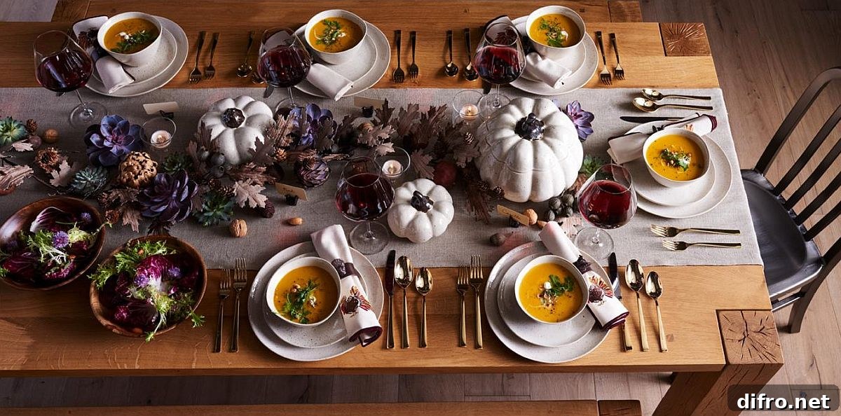 White and wood dining room with fall accents