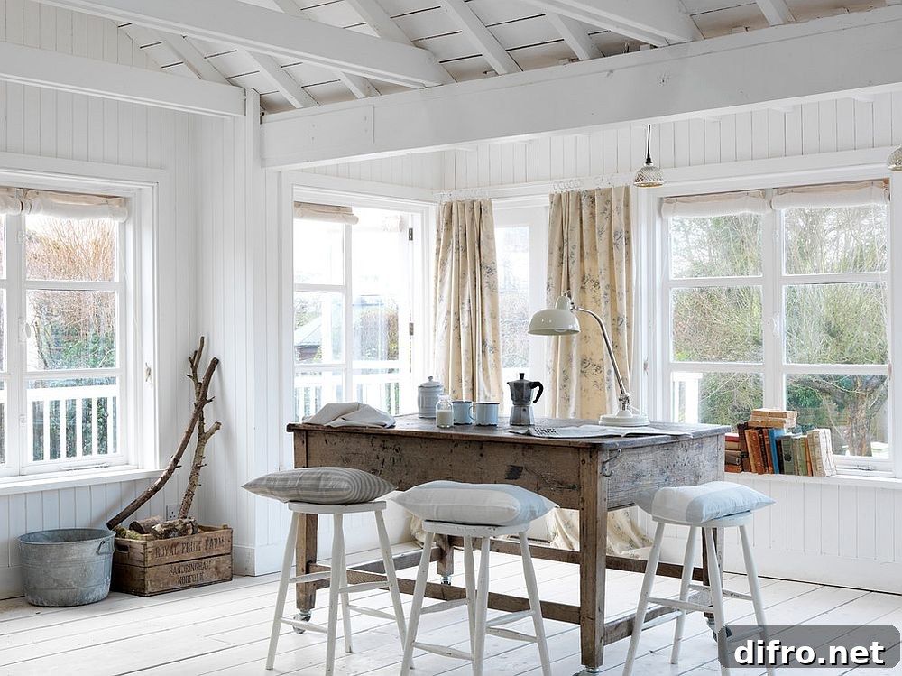 Natural wood table with white backdrop