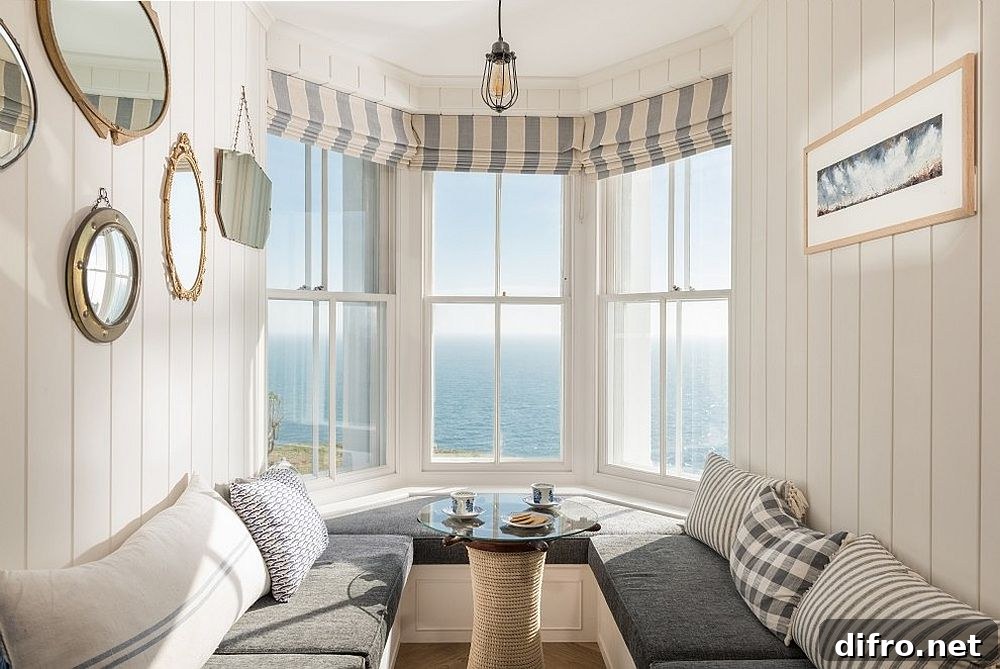Coastal dining room with outdoor view