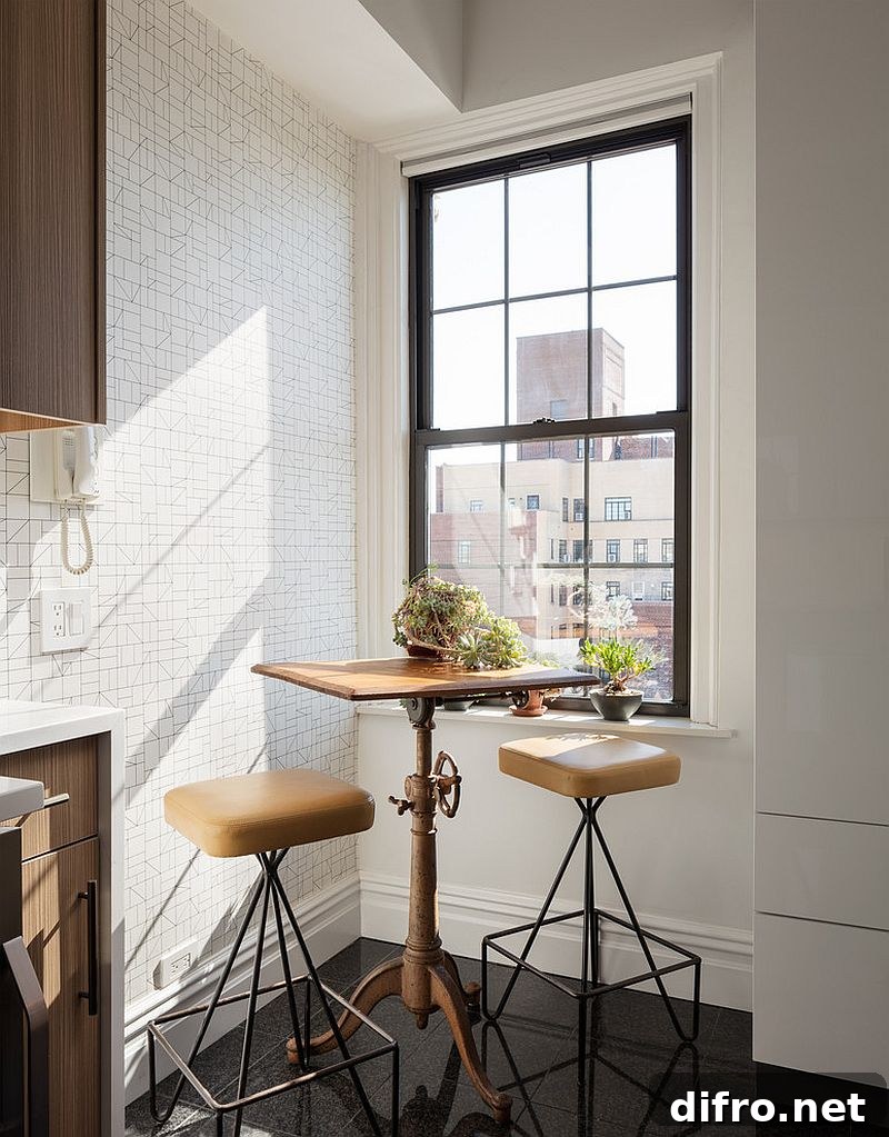 Small New York kitchen corner turned into a breakfast zone